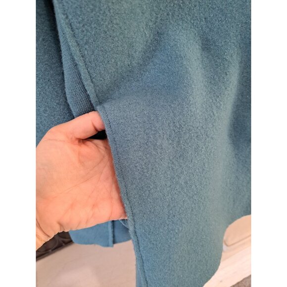 Eileen Fisher Boiled Wool Jacket Snap Closure Womens PM Teal Blue - Picture 4 of 11